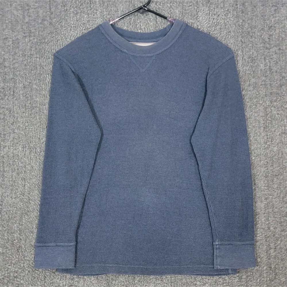 Beverly Hills Polo Club Shirt Mens Large Blue Long Sleeve Waffle Knit Thermal